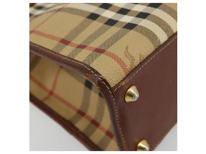 Borsa Burberry Nova Check in PVC Beige Oro Auth 182610A D'oro - vista 14