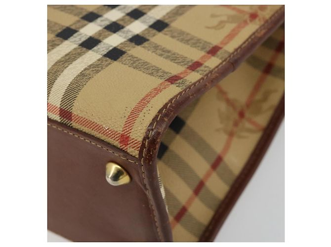 Borsa Burberry Nova Check in PVC Beige Oro Auth 182610A D'oro - vista 15