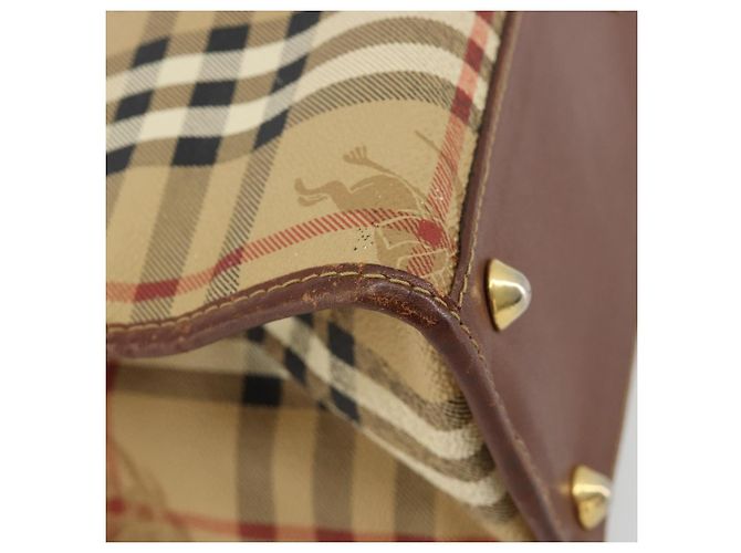Borsa Burberry Nova Check in PVC Beige Oro Auth 182610A D'oro - vista 16