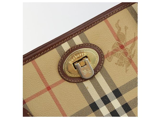 Borsa Burberry Nova Check in PVC Beige Oro Auth 182610A D'oro - vista 17