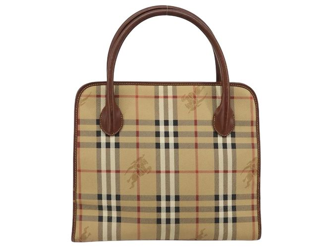 Borsa Burberry Nova Check in PVC Beige Oro Auth 182610A D'oro - vista 2