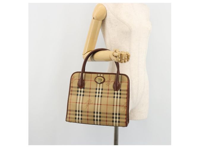 Borsa Burberry Nova Check in PVC Beige Oro Auth 182610A D'oro - vista 21