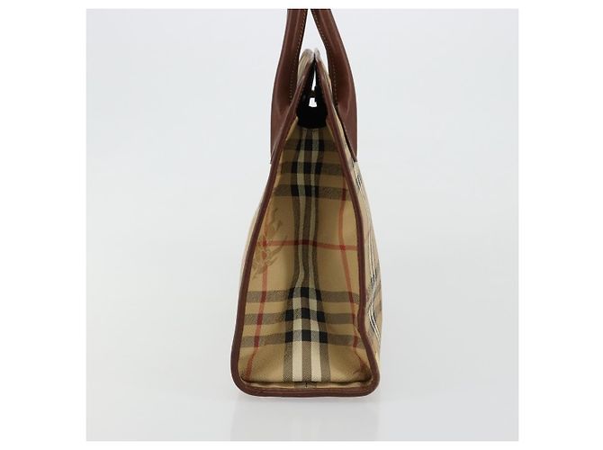 Borsa Burberry Nova Check in PVC Beige Oro Auth 182610A D'oro - vista 3