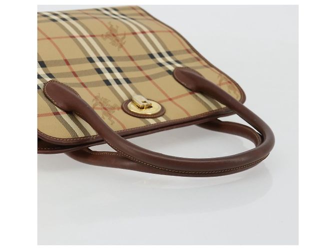 Borsa Burberry Nova Check in PVC Beige Oro Auth 182610A D'oro - vista 7