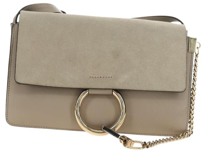Chloé Borsa a tracolla Chloe Fay in scamosciato beige e oro Auth gh2099 D'oro - vista 13