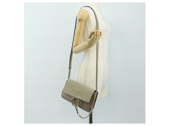 Chloé Borsa a tracolla Chloe Fay in scamosciato beige e oro Auth gh2099 D'oro - vista 27