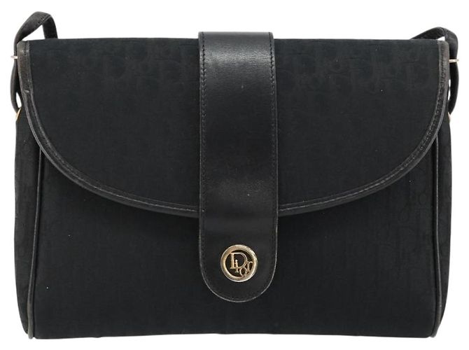 Borsa a Spalla Christian Dior Trotter Canvas Nero Oro Auth 183642 D'oro - vista 13