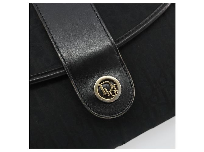 Borsa a Spalla Christian Dior Trotter Canvas Nero Oro Auth 183642 D'oro - vista 17