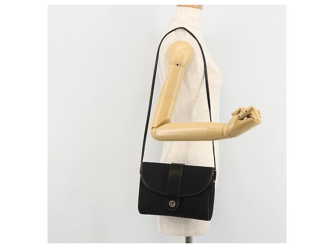 Borsa a Spalla Christian Dior Trotter Canvas Nero Oro Auth 183642 D'oro - vista 22