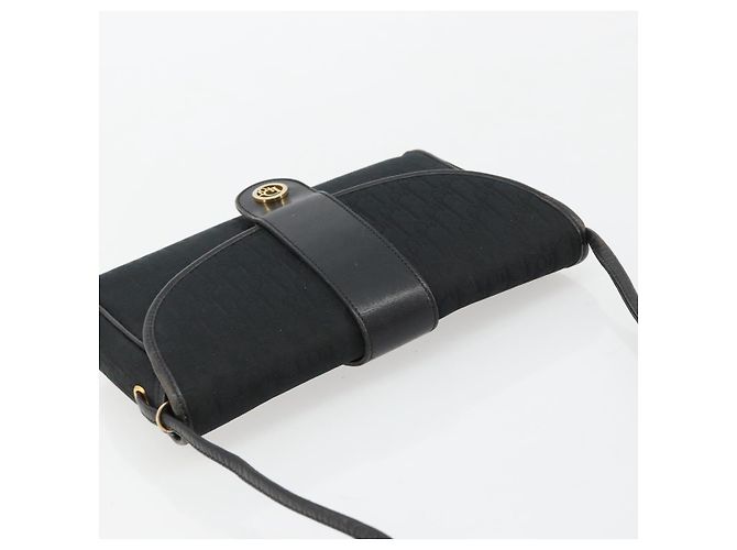 Borsa a Spalla Christian Dior Trotter Canvas Nero Oro Auth 183642 D'oro - vista 6