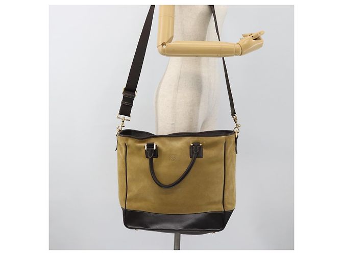 Borsa LOEWE Anagram in scamosciato 2way Beige Gold Autentica 183333 - vista 23