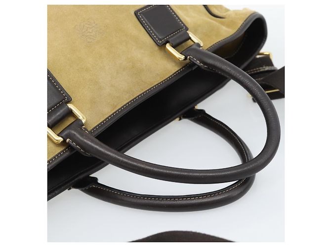Borsa LOEWE Anagram in scamosciato 2way Beige Gold Autentica 183333 - vista 7