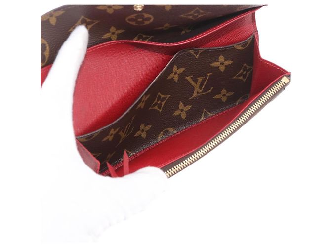 LOUIS VUITTON Monogram Portefeuille Emilie Long Wallet Red M60136 LV Auth 184234 Rosso Monogramma - vista 19