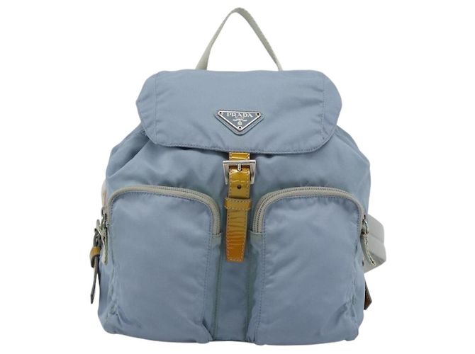 PRADA Rucksack Nylon Hellblau Silber Auth 182131 - Ansicht 13