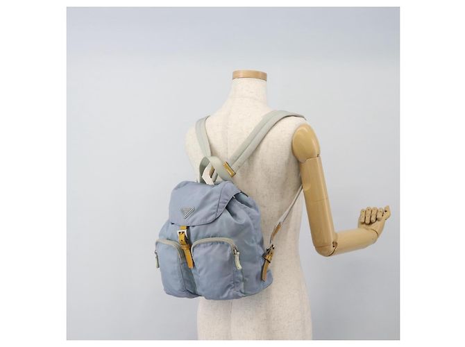 PRADA Rucksack Nylon Hellblau Silber Auth 182131 - Ansicht 27