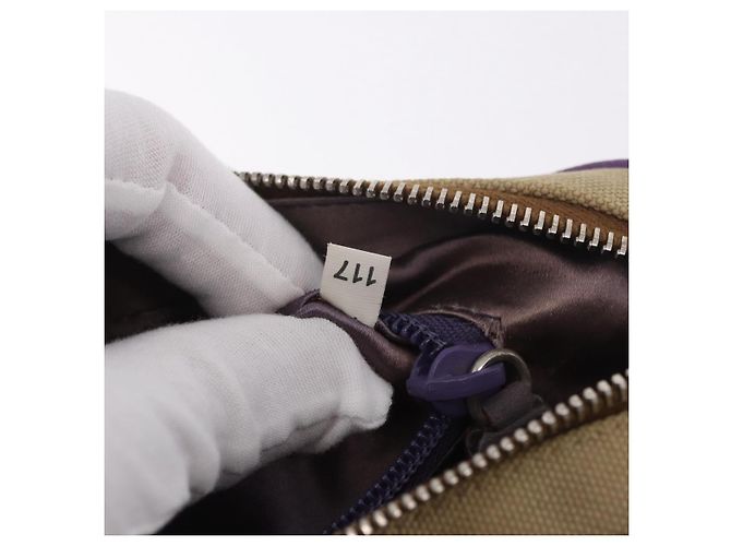 PRADA Schultertasche Canvas Beige Silber Auth 183714 - Ansicht 12
