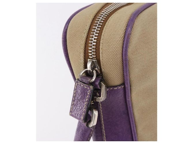 PRADA Schultertasche Canvas Beige Silber Auth 183714 - Ansicht 18