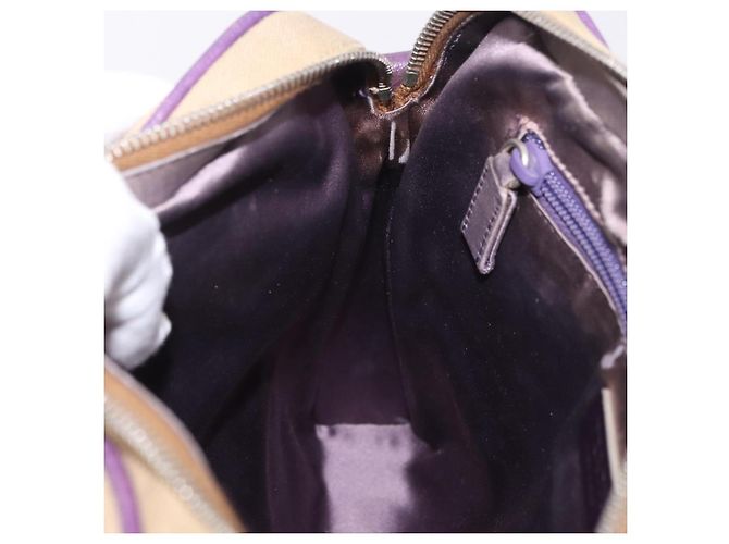 PRADA Schultertasche Canvas Beige Silber Auth 183714 - Ansicht 21