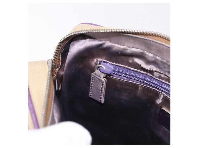 PRADA Schultertasche Canvas Beige Silber Auth 183714 - Ansicht 22