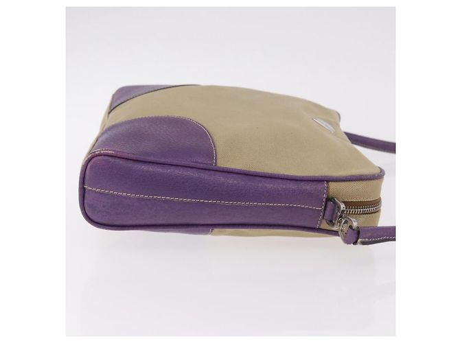 PRADA Schultertasche Canvas Beige Silber Auth 183714 - Ansicht 3