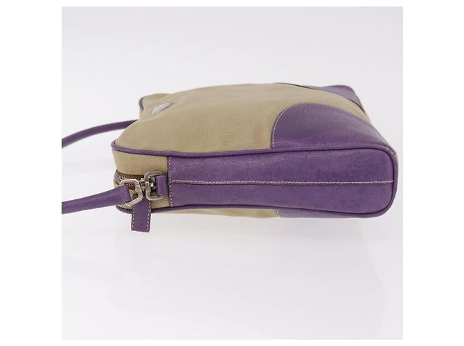 PRADA Schultertasche Canvas Beige Silber Auth 183714 - Ansicht 4