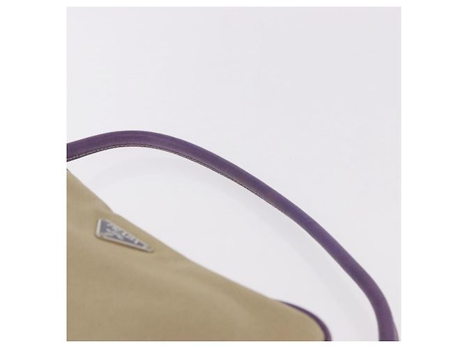 PRADA Schultertasche Canvas Beige Silber Auth 183714 - Ansicht 8