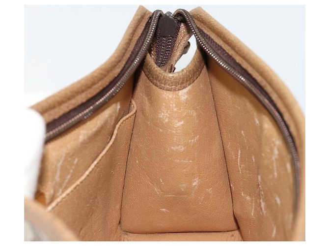 Clutch GUCCI GG Plus Supreme PVC Beige Oro Auth 184487 D'oro - vista 11