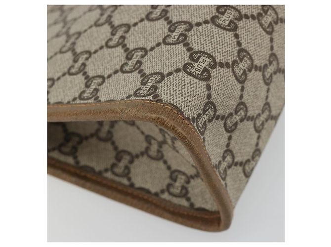 Clutch GUCCI GG Plus Supreme PVC Beige Oro Auth 184487 D'oro - vista 14
