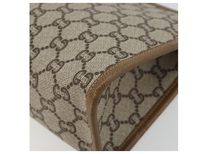 Clutch GUCCI GG Plus Supreme PVC Beige Oro Auth 184487 D'oro - vista 15