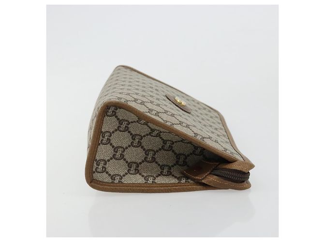 Clutch GUCCI GG Plus Supreme PVC Beige Oro Auth 184487 D'oro - vista 3
