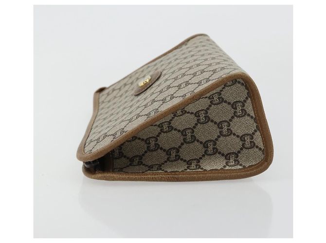 Clutch GUCCI GG Plus Supreme PVC Beige Oro Auth 184487 D'oro - vista 4