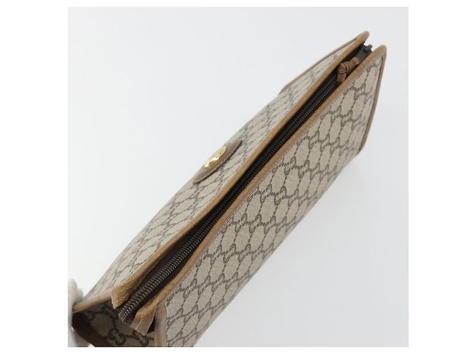 Clutch GUCCI GG Plus Supreme PVC Beige Oro Auth 184487 D'oro - vista 5