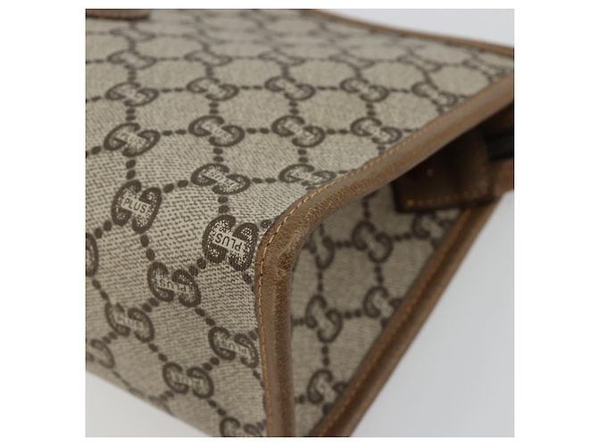 Clutch GUCCI GG Plus Supreme PVC Beige Oro Auth 184487 D'oro - vista 7
