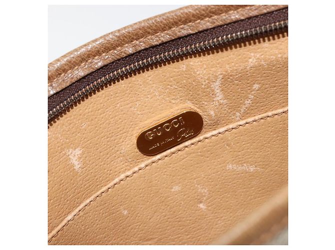 Clutch GUCCI GG Plus Supreme PVC Beige Oro Auth 184487 D'oro - vista 9