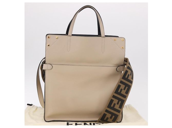 Bolsa Tote FENDI Flip de couro 3way Navy Gold Auth bs35380A Dourado Azul marinho - vista 12