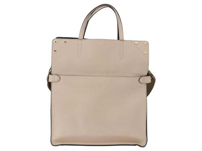 Bolsa Tote FENDI Flip de couro 3way Navy Gold Auth bs35380A Dourado Azul marinho - vista 13