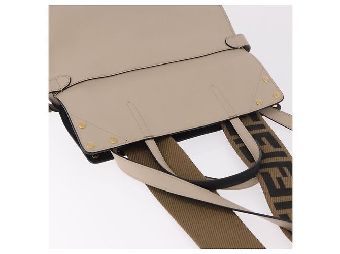 Bolsa Tote FENDI Flip de couro 3way Navy Gold Auth bs35380A Dourado Azul marinho - vista 14