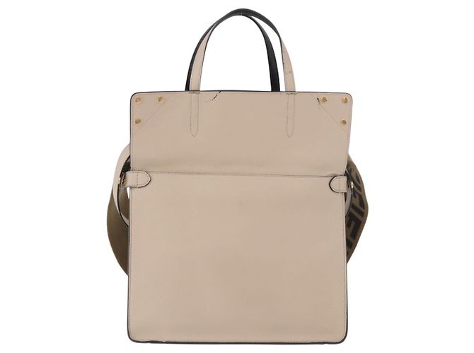 Bolsa Tote FENDI Flip de couro 3way Navy Gold Auth bs35380A Dourado Azul marinho - vista 2