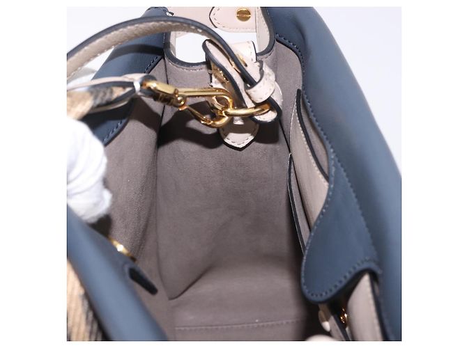 Bolsa Tote FENDI Flip de couro 3way Navy Gold Auth bs35380A Dourado Azul marinho - vista 25
