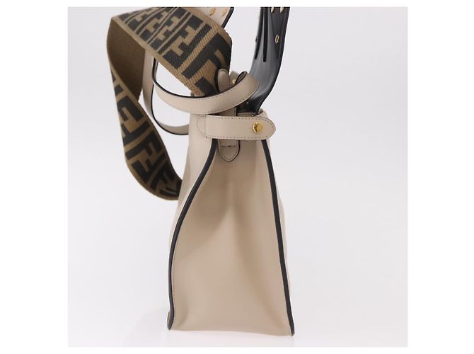 Bolsa Tote FENDI Flip de couro 3way Navy Gold Auth bs35380A Dourado Azul marinho - vista 4