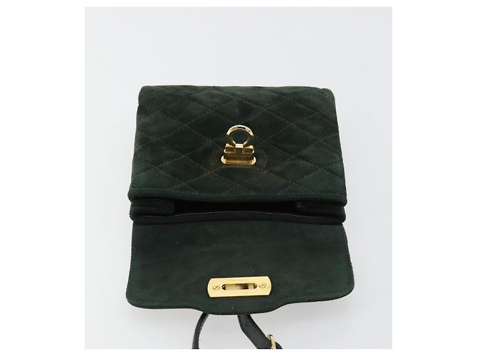 Borsa Salvatore Ferragamo Gancini in scamosciato verde e oro Auth 182928 D'oro - vista 18