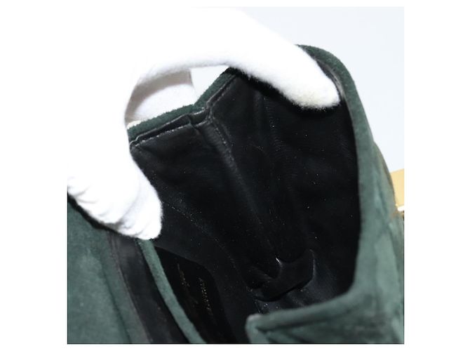 Borsa Salvatore Ferragamo Gancini in scamosciato verde e oro Auth 182928 D'oro - vista 19