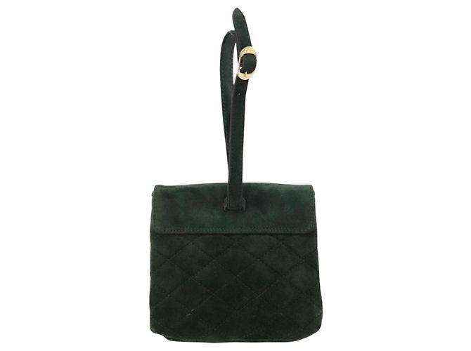 Borsa Salvatore Ferragamo Gancini in scamosciato verde e oro Auth 182928 D'oro - vista 2