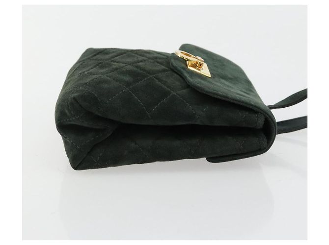 Borsa Salvatore Ferragamo Gancini in scamosciato verde e oro Auth 182928 D'oro - vista 3