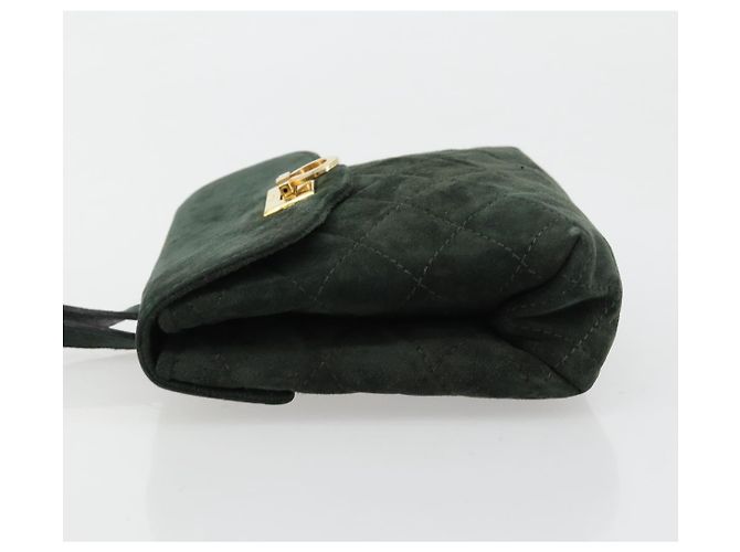 Borsa Salvatore Ferragamo Gancini in scamosciato verde e oro Auth 182928 D'oro - vista 4