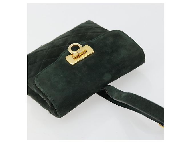 Borsa Salvatore Ferragamo Gancini in scamosciato verde e oro Auth 182928 D'oro - vista 6