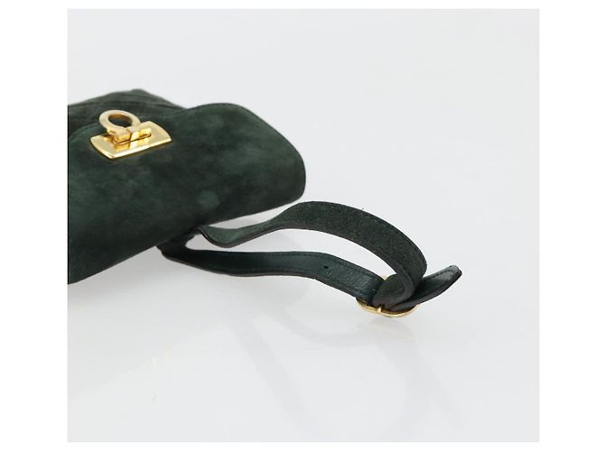Borsa Salvatore Ferragamo Gancini in scamosciato verde e oro Auth 182928 D'oro - vista 7