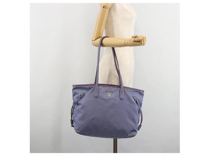 Borsa Tote PRADA in nylon viola argento Auth 183451 Porpora - vista 25