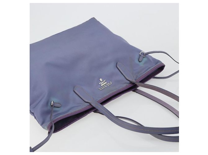 Borsa Tote PRADA in nylon viola argento Auth 183451 Porpora - vista 6