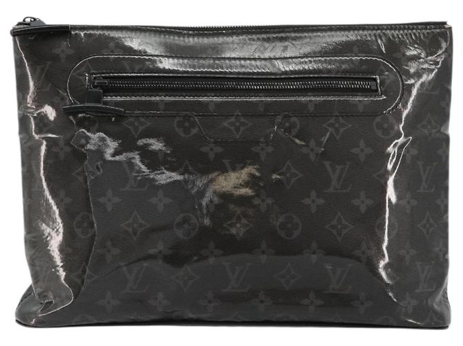 LOUIS VUITTON Monogram Eclipse Glaze Pochette Cosmos Black M63373 Auth 182580 Nero - vista 13